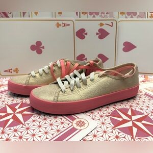 Keds Oh Joy! Neon foxing sneakers gold foil leather womens